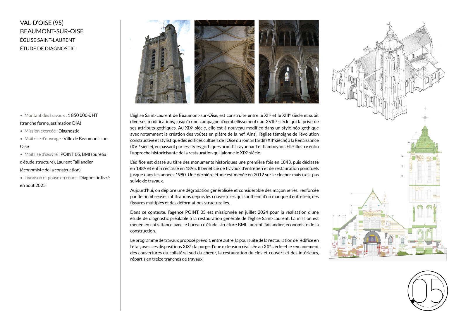 Eglise de Beaumont-sur-Oise (Val-d'Oise), diagnostic de restauration générale
